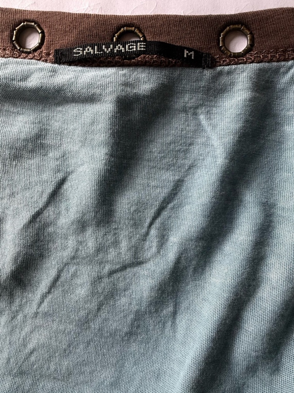 Blue Graphic Lace-Up Mini Dress with Brown Eyelet Detail - Picture 5 of 5